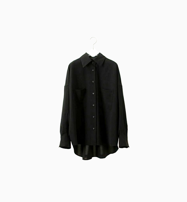 クレープシャツ/ステンカラーsoutiencollar