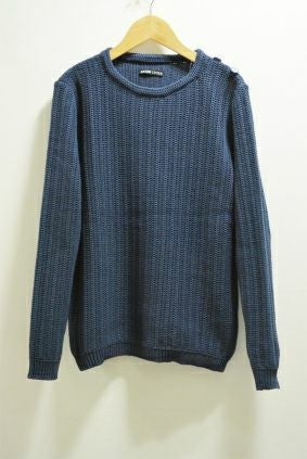 フランクリーダー 格子柄ハンドニット FRANK LEDER（ブルー・ネイビー