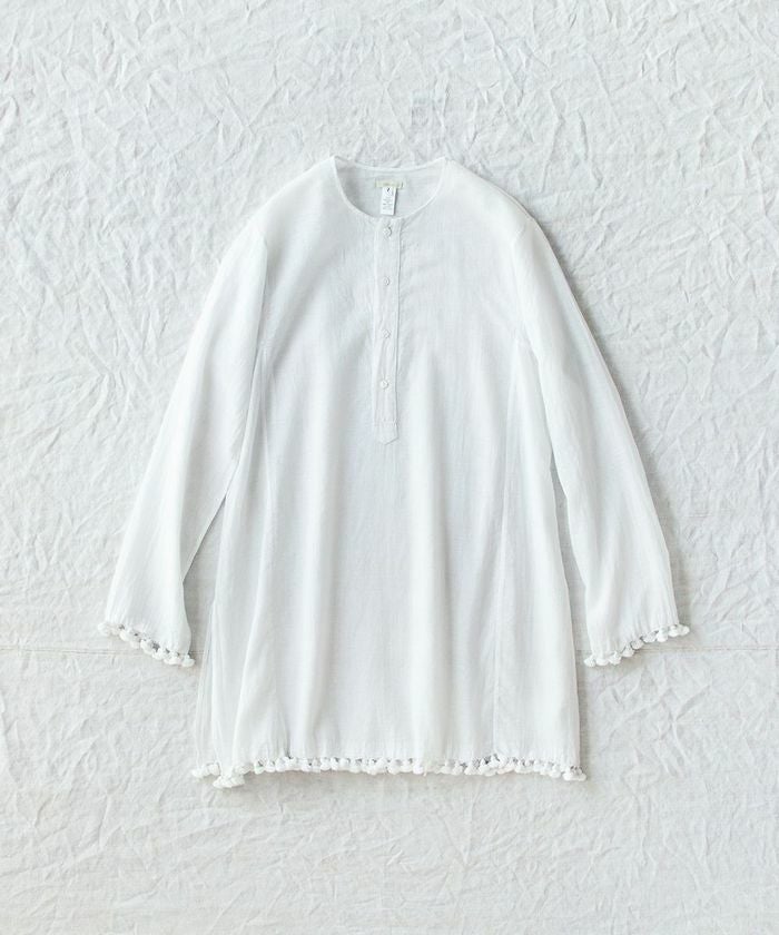 dosa ドーサ 手刺繍　ホワイトチュニック 七分袖　コットン　白　ヨーク　M dosa ドーサ tassel kurta w/hand stitching | マドリガル公式サイト