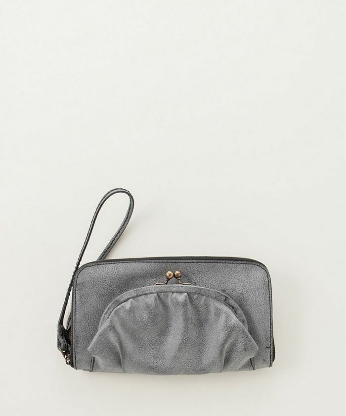 ebagos エバゴス ショルダーレザー 口金ファスナー長財布 BLACK