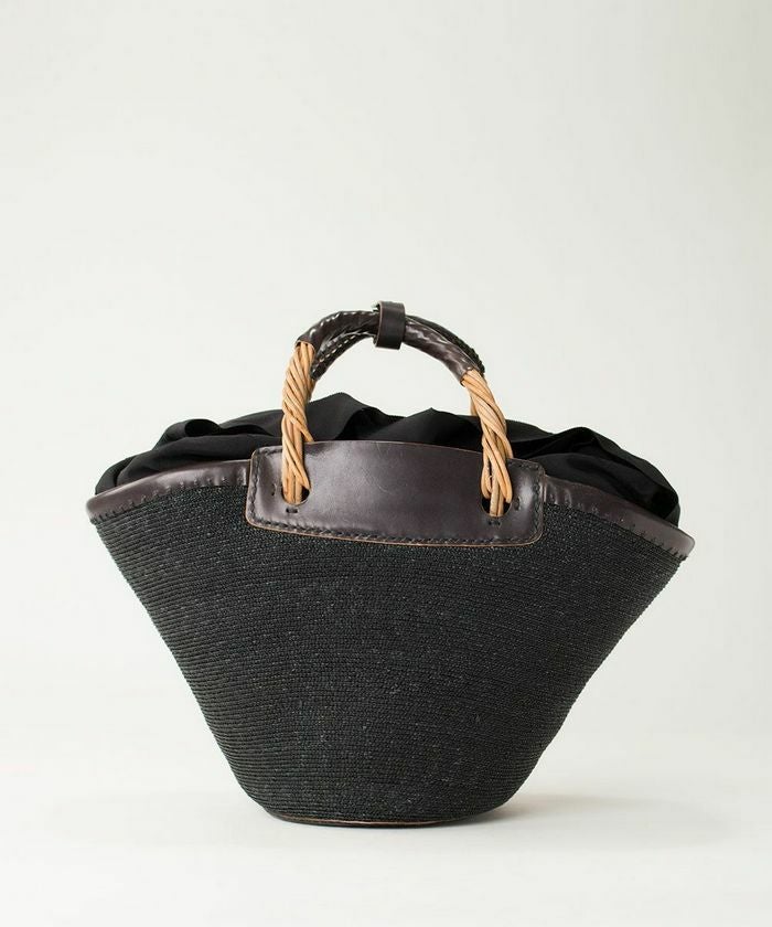 (12)ebagos☆エバゴス☆りぼんクラッチバック☆ストロー素材☆美品 ebagos 扇型バッグ ストロー4.5ミリブレード NATURAL エバゴス
