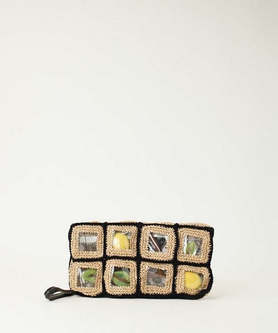 ebagos 和紙糸 ビニール編み クラッチバッグ BEIGE エバゴス 