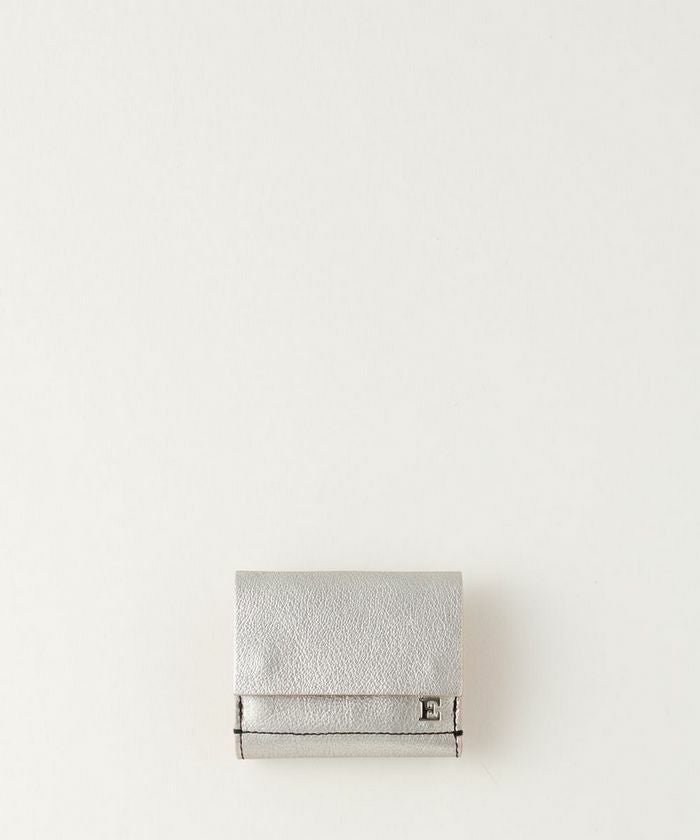 ebagos メタリック スナップ付き三つ折り財布 SILVER エバゴス