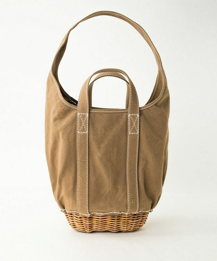 ebagos キャンバス・ショルダートート 防水キャンバス×紅籐 BEIGE