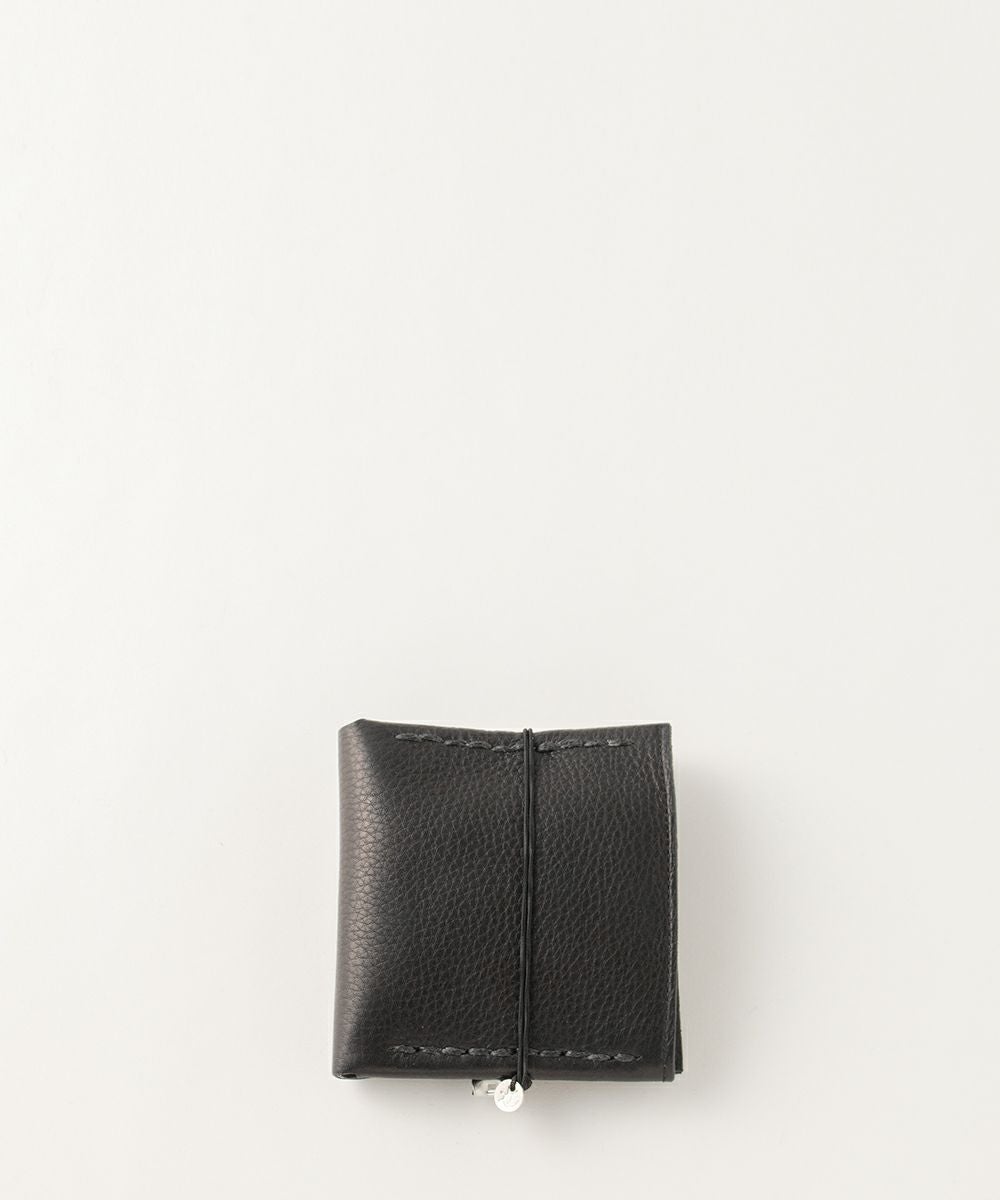 ebagos ベジ・シュリンク 二つ折りステッチ財布 BLACKエバゴス